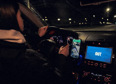 In-car advertising tablet showing Out-door platform